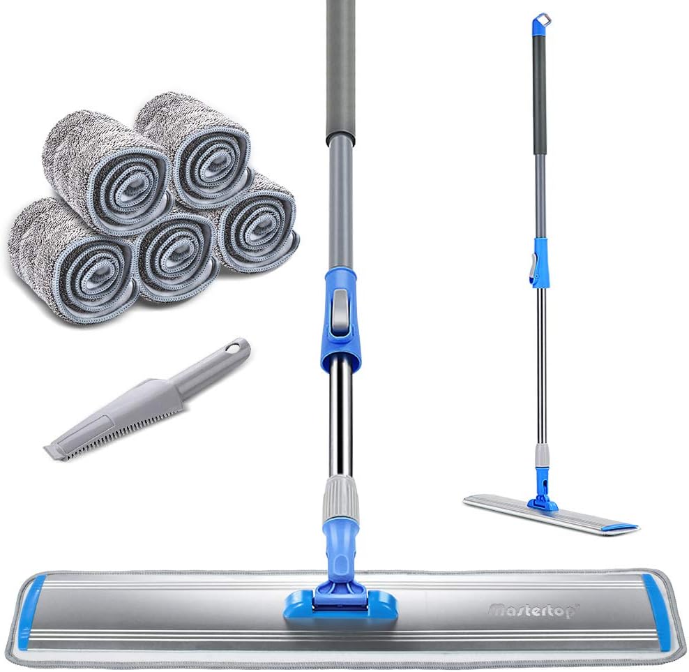 MASTERTOP Floor Mop with Aluminium Handle 132 cm, 5 Mop Pads and