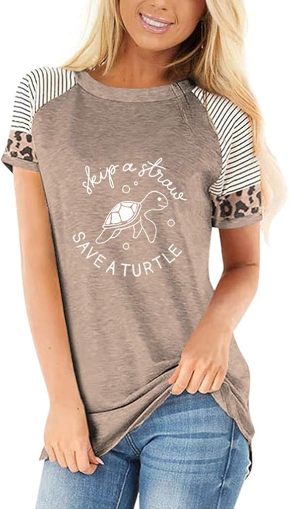 Casual Cute Shirts for Women,MOHOLL Comfy Short Sleeve Leopard Print Tops Be Kind Blouse Tunic T Shirts