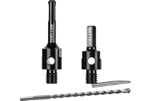 BETTERI 2Pcs Core Drill Bit Adapters 5/8"-11 with 11.81" Pilot Bit, SDS-Plus Adapter & Hex Shank Adapter for 5/8-11 Threaded Core Bits, Centering Pilot Bit for Concrete Core Bit