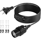 DiCUNO Pendant Light Cord, for Hanging Paper Lantern, 13 Ft, Black, 1-Pack | Hanging Lantern Extension Cord Cable, E26 Pendant Light Socket with On/Off Switch Control, Switch Close to Polarized Plug