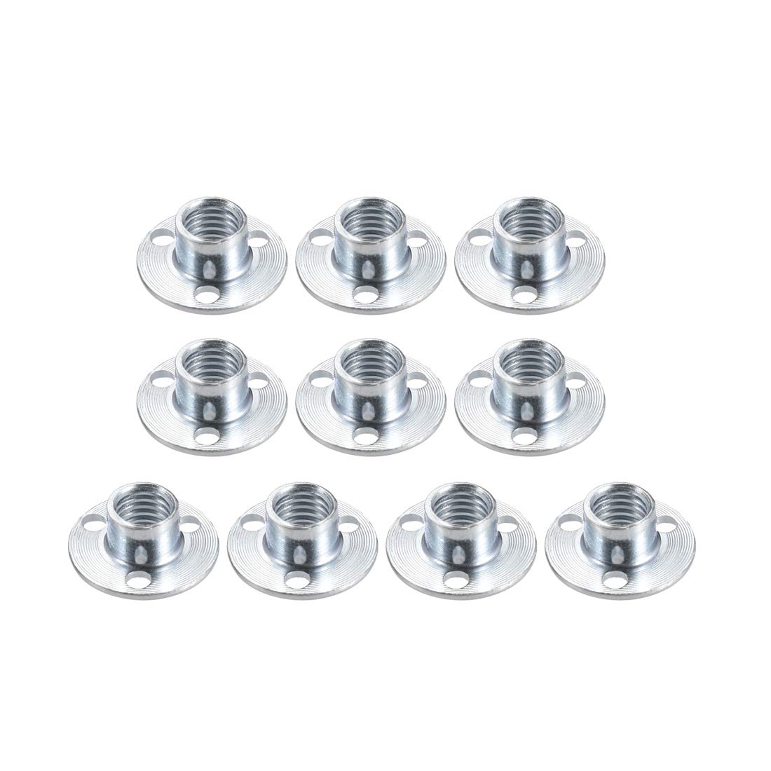 uxcell 10Pcs M10x25x1.8mm Brad Hole Tee Nut Carbon Steel Round Base Screw-in T-Nut