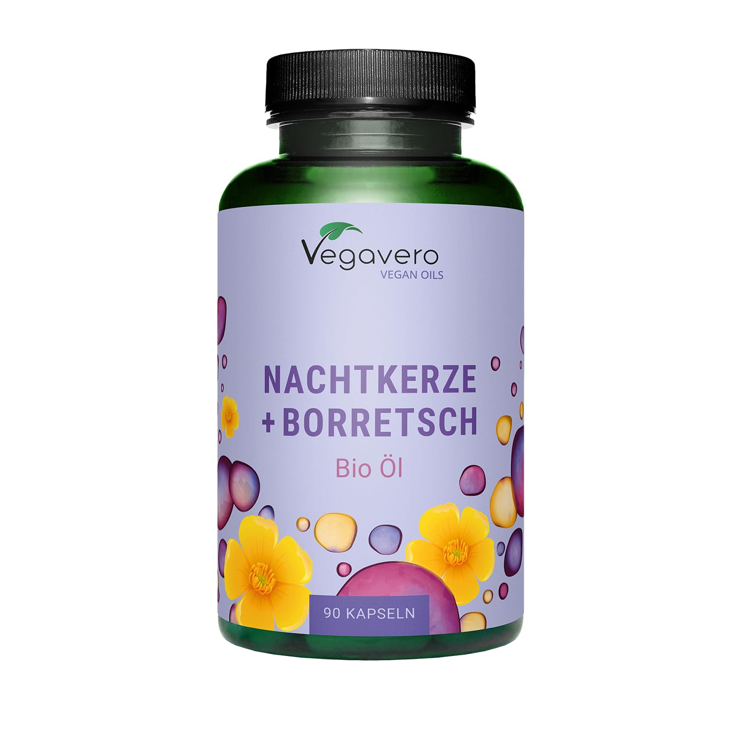 Vegavero Organic Evening Primrose Oil | with Organic Borage Seed Oil | Cold-Pressed | 90 Capsules | NO Additives, Lab-Tested | Rich in Linoleic Acid, Omega 3 & GLA | Vegan