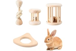 Xinghonyac 4 Pcs Wooden Bunny Toys, Safe Chew Toys for Rabbits, Guinea Pigs, Hamsters & Small Pets – Indoor & Outdoor Bunny Chew Toys for Teeth Grinding