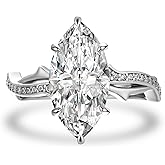Effinny 3ct Elongated Marquise Cut Engagement Ring,Twisted 925 Sterling Silver Promise Ring for Wedding,Daily,Travel