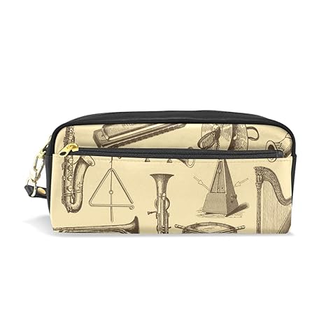 Amazon Com Pencil Pouch Old Style Musical Instruments Pen Case