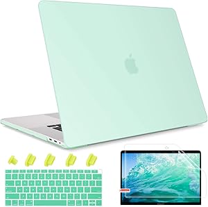 May Chen Smooth Matte Hard Shell Case Cover for MacBook Air 13 inch Retina Display & Touch ID A2179/A1932 2018 2019 2020 Release, 4 in 1 Keyboard Cover + Screen Protector + Dust Plug,Light Green