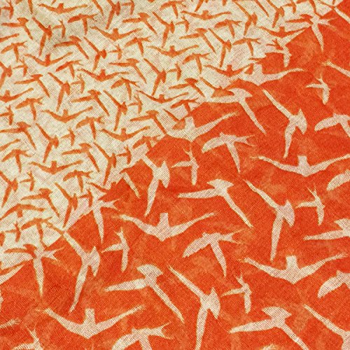 Wrapables Bird Print Infinity Scarf, Orange and Cream