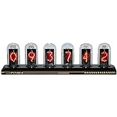 Vastarry Nixie Tube Clock Glow Tube Clock IPS Color Screen Digital Clock DIY Analog Digital Tube WiFi time Desktop Desktop Digital Clock Decoration Gift (H401)