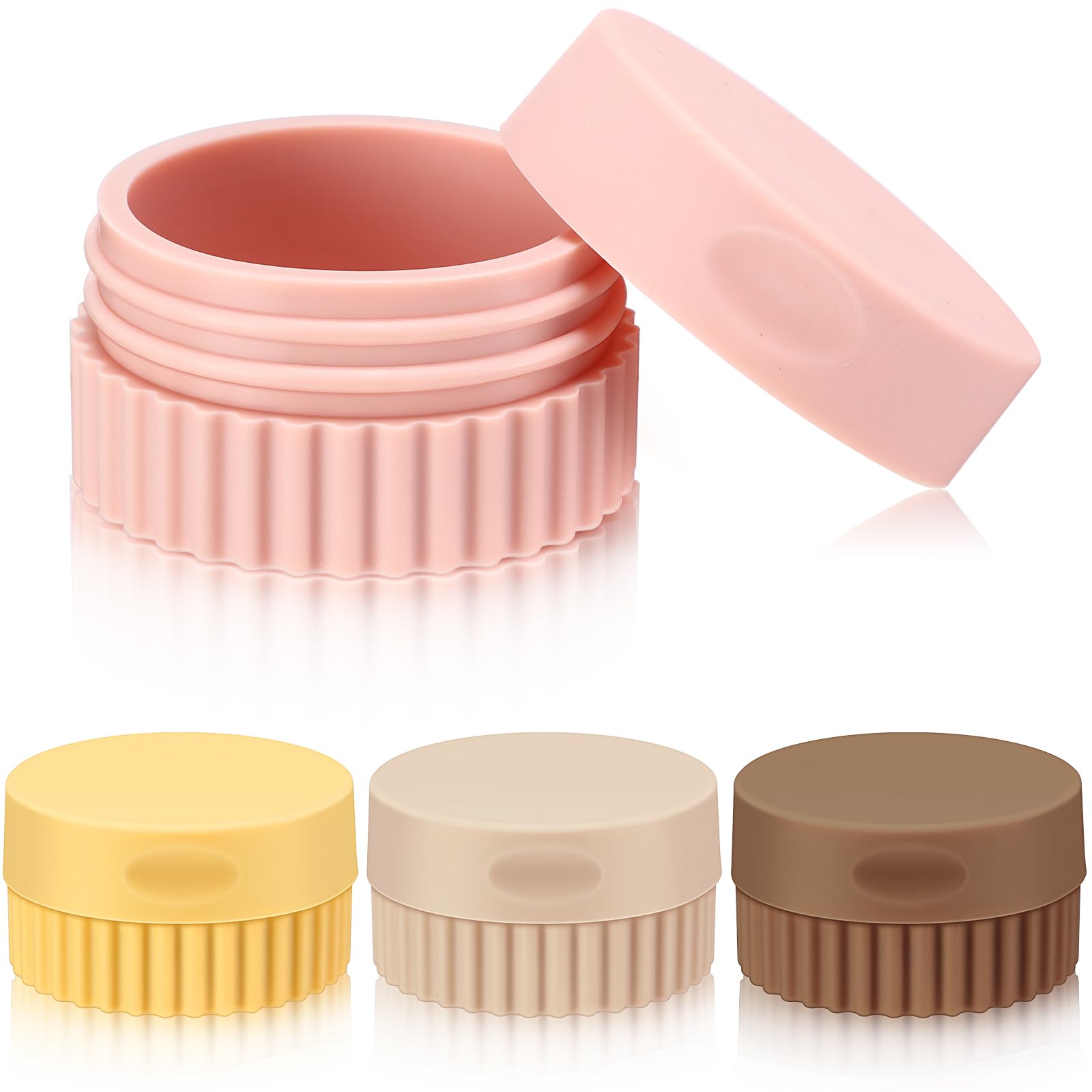 Photo 1 of Maxcheck 4 Pcs Travel Containers for Toiletries Small Silicone Cream Jars 0.68 oz Travel Size Container Leakproof Travelling Accessories with Lid for Cosmetic Body Skin Cream(Classic Color)