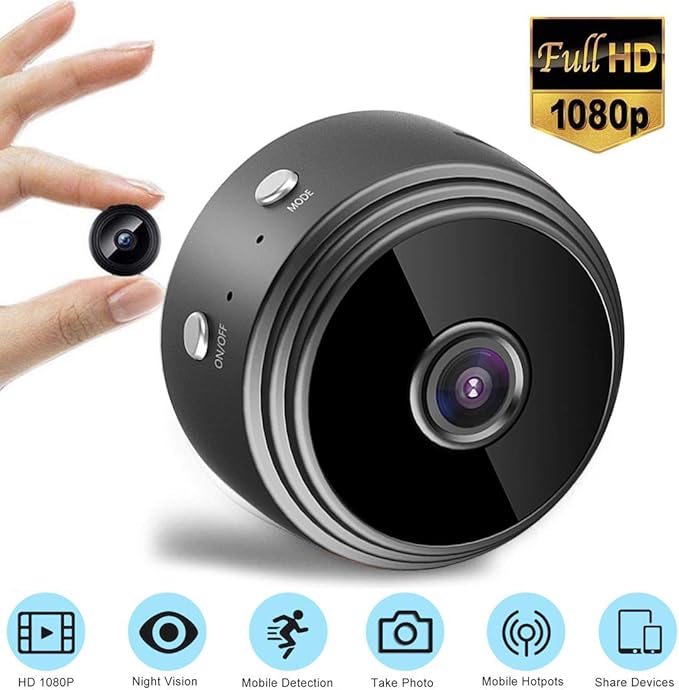 Mini Kamera, WLAN IP Kamera Full HD 1080P Tragbare Kleine WLAN Überwachungskamera mit ...