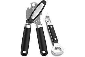 RIGHTWELL Manual Can Opener and Bottle Opener, 2 Pack, Smooth Edge with Strong Magnet, Heavy Duty Stainless Steel, Handheld