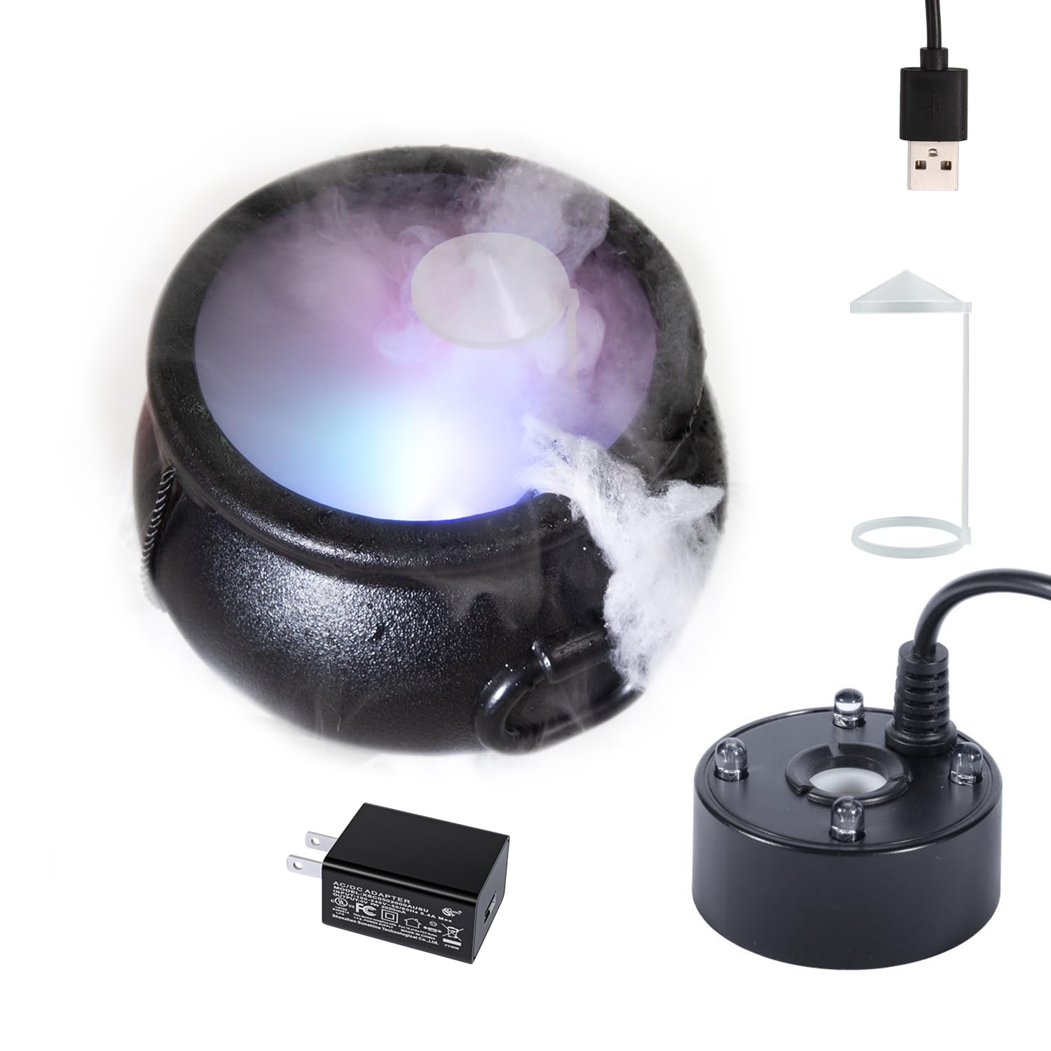 BIGINIWA Mist Maker in Large Witches Cauldron for Halloween - USB Mini ...