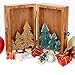 OurWarm 24pcs Miniature Bottle Brush Trees, Artificial Mini Christmas Trees Sisal Trees with Wood Base for Christmas Tabletop Decorations