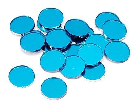48 Stk. Spiegelstreu / Dekomaterial TÜRKIS (18 mm / rund - lose zum kleben) TOP QUALITÄT
