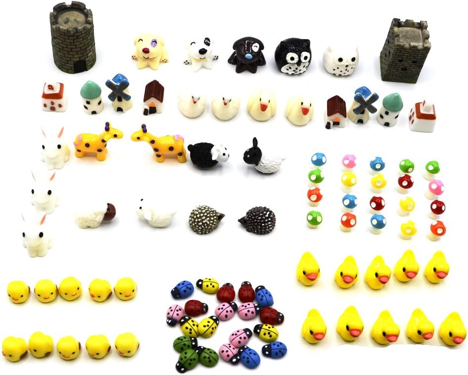 Ecooy 90 Pieces Miniature Fairy Garden Ornament Kit for DIY Dollhouse Decor with Storage Box