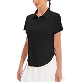 addigi Women's Golf Polo Shirts UPF 50+ Sun Protection 3-Button Short Sleeve Quick Dry Shirt Athletic Tennis Golf Tops