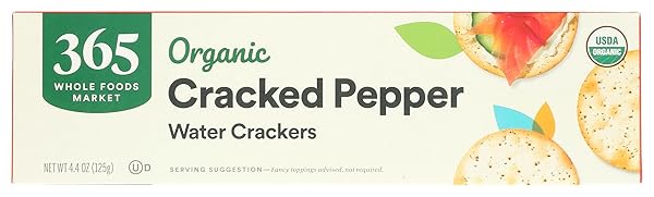365 BY WHOLE FOODS MARKET, ORGANIC CRACKED PEPPER WATER CRACKERS, 4.4 OUNCE