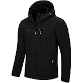 33,000ft Men's Softshell Jacket with Hood Waterproof Windbreaker Lightweight Rain Shell Jacket for Outdoor Hiking Travel