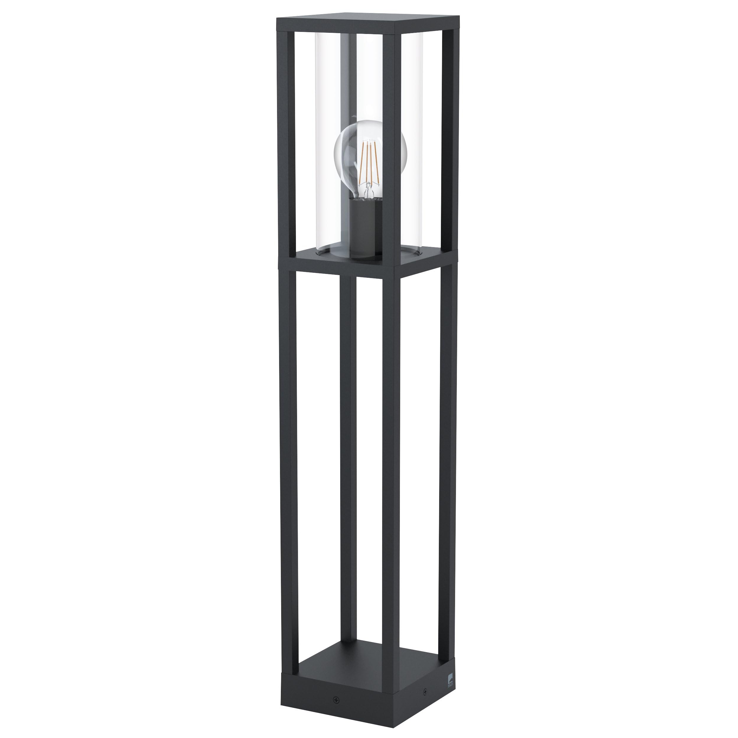 EGLO Cascinetta Outdoor Floor Lamp, 1-Bulb Outdoor Light Vintage, Retro, Floor Lamp Made of Cast Aluminium in Black and Clear Glass, Outdoor Lamp with E27 Socket, IP44