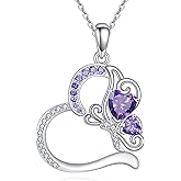 AINFQY Butterfly Necklace 925 Sterling Silver Heart Butterfly Pendant Necklace Cubic Zircon Butterfly Necklace for Women