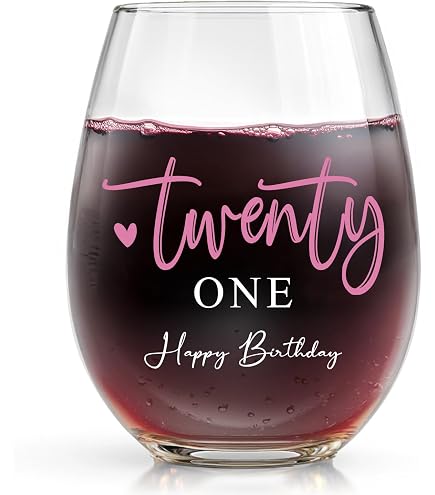 Amazon.com | Cheers 21 Years Stemless Wine Glass - 21st Birthday Gift, Gift  for Her and Women - 1 Glass: Wine Glasses