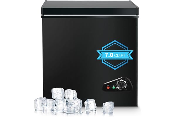 Chest Freezer 7.0 Cu.Ft Compact Chest Freezers with 7 Adjustable Thermostat Top Open Door Freezer Compressor Cooling with Removable Storage Basket for Home Bar Dorm
