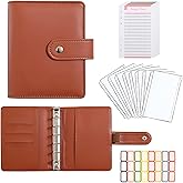 A7 Budget Binder Set - Mini Money Organizer for Cash Saving, Cash Stuffing Envelope System, Planner Binders with Pockets, Sheets and Stickers, Brown