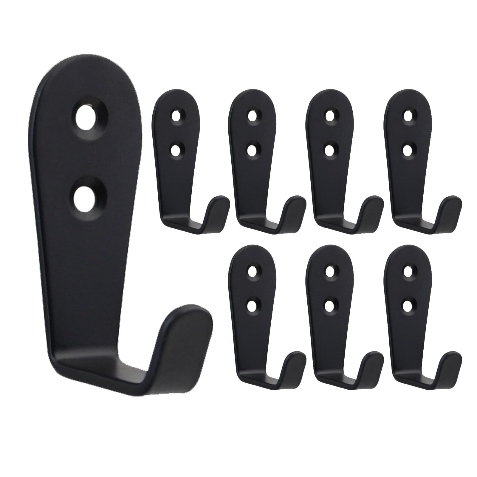 Beilala Black Coat Hooks for Wall, 8 Pack Wall Mounted Metal Small L Hangers Stainless Steel Heavy Duty Single Door Hooks for Kitchen Bedroom Bathroom Office Toilet