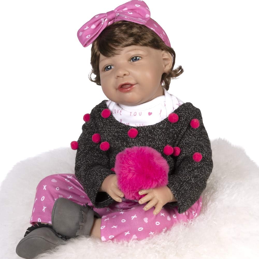 Paradise GalleriesRealistic Reborn Newborn Baby Doll 21 Inch Lifelike Rooted Hair Baby 7 Piece Gift Set for Ages 3 and Up - I Love You More