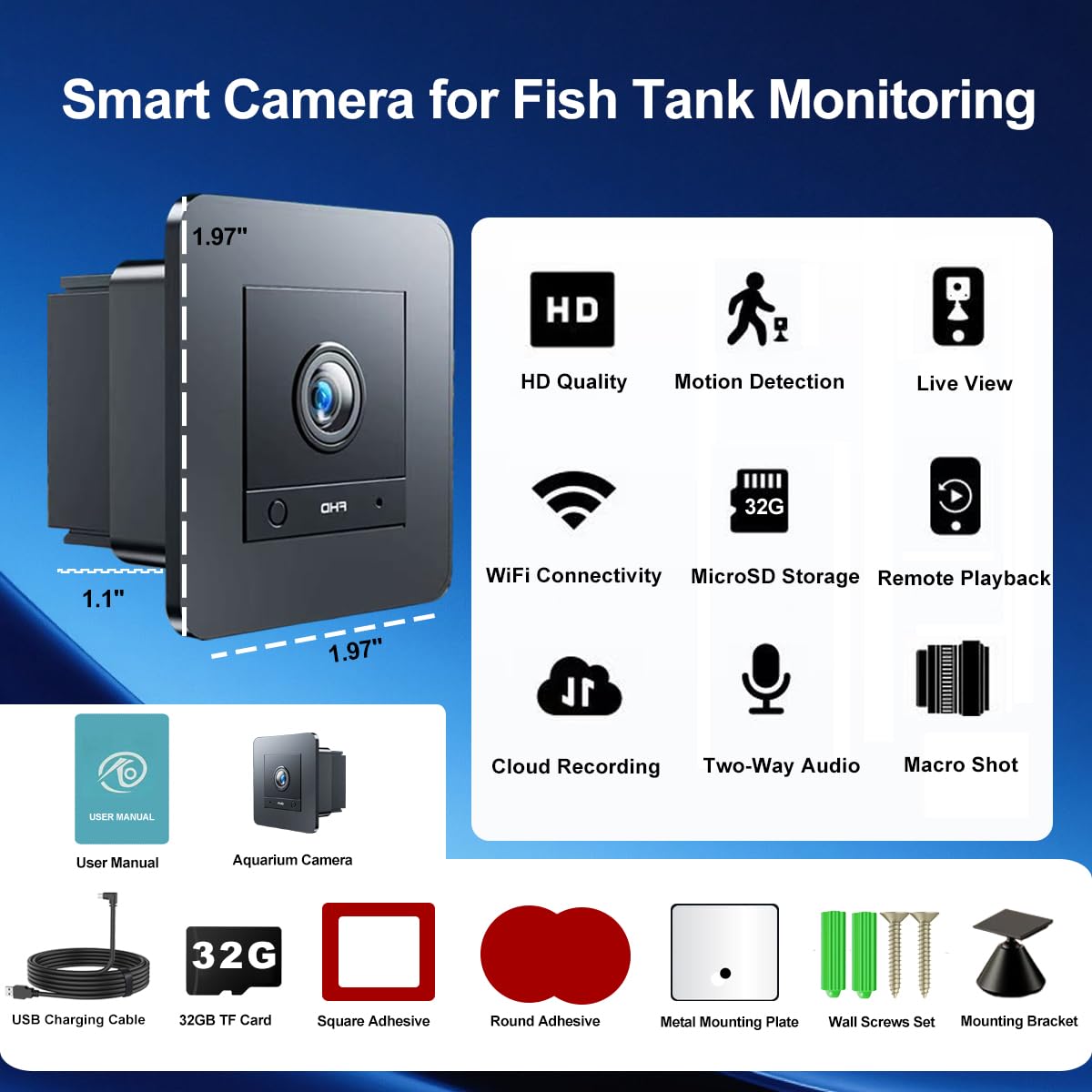 Mua 2K HD Aquarium Camera for Fish: Tanks Reptile Terrariums Camera ...