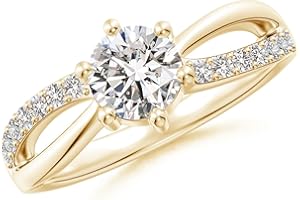 Angara Split Shank Natural Diamond Promise Ring for Women in 925 Sterling Silver / 14K Solid Gold | Birthday, Engagement, Anniversary, Wedding Jewelry Gift for Women
