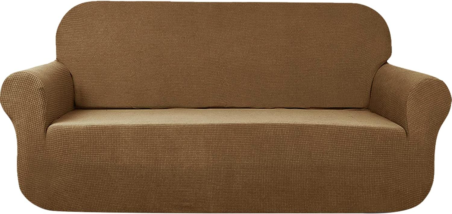 AUJOY Stretch Sofa Cover Water-Repellent Couch Covers Dog Cat Pet Proof Couch Slipcovers Protectors (Sofa, Brown)