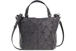 Kbinter Geometric Luminous Purses and Handbags Shard Lattice Eco-Friendly Artificial Leather Rainbow Holographic Purse, Black, Large