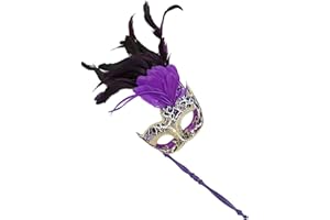 Awlsyj Women's Feather Masquerade Mask Venetian Halloween Mardi Gras Costumes Party Ball Prom Mask