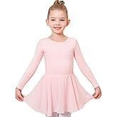 Stelle Ballet Leotards for Girls Long Sleeve Toddler Dance Leotard Outfits with Skirt Classic(Little/Big Kid)