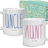 Palasarkaaa Promoted to Aunt & Uncle EST 2026 Mugs Set, First Christmas Gifts for Aunt & Uncle, Pregnancy Announcement Gifts, First Time Baby Reveal Publicity Mugs Gift 11oz (White)