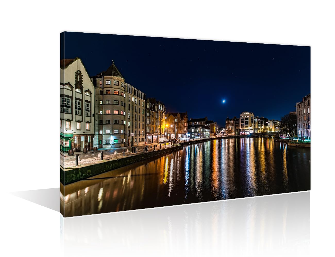 City Skylines in the United Kingdom Wall Decor - 1 Panel Leith Near Edinburgh Print for Bedroom and Living Room - Stretched and Framed Ready to Hang (16"Wx24"H)