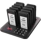 LOUKIENE Restaurant Pager System, 10 Buzzers, Pagers for Food Truck | Replaceable Custom Stickers, Vibration Flash and Buzzer, Mute Button, 984 feet Range, for Queue in Church Hospital Hotel Bar