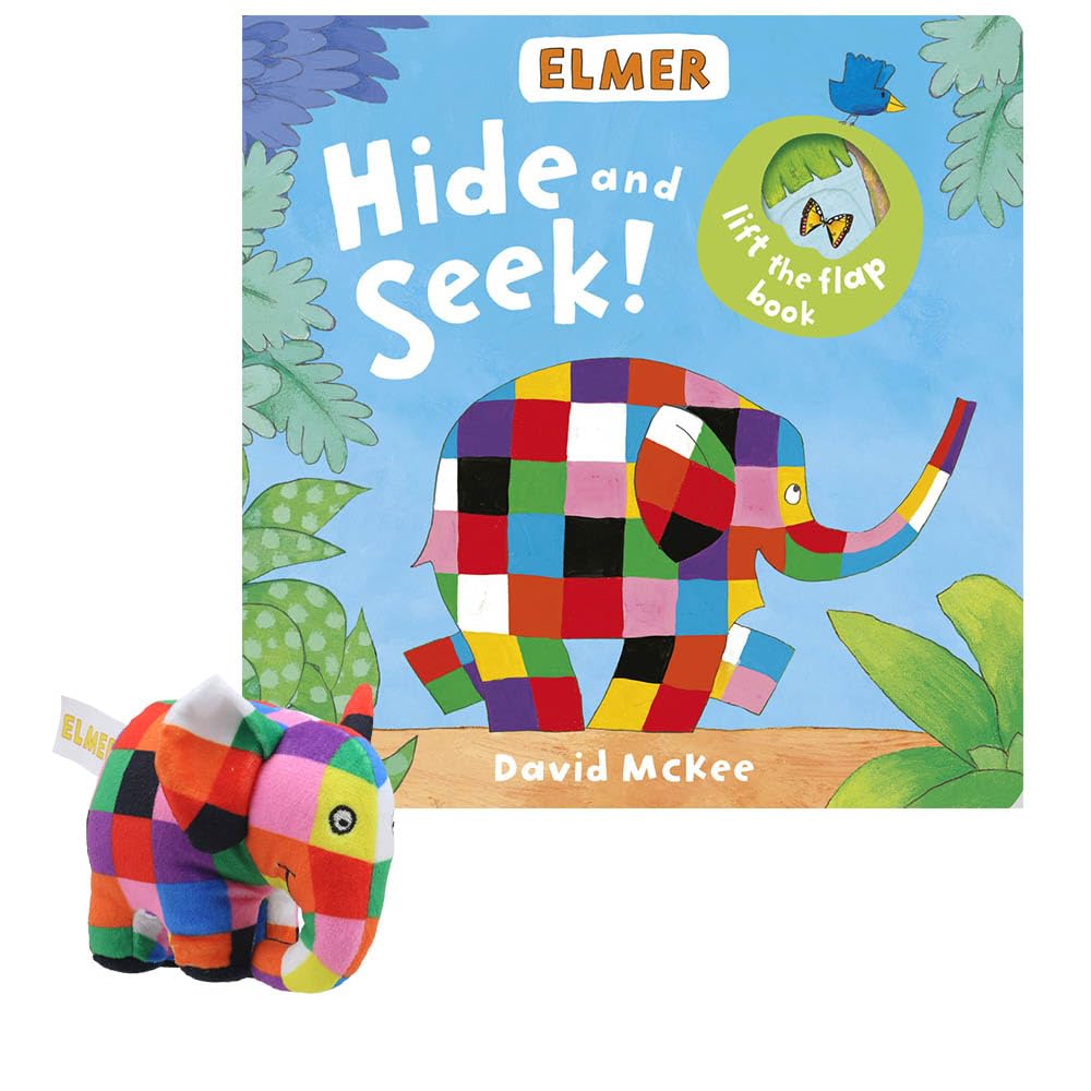 Books and Puppets: Elmer Hide and Seek! Inc Finger Puppet