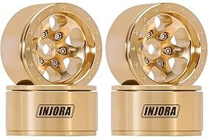 INJORA 1.0 Brass Beadlock Wheel -4.7mm Offset Rim for 1/24 1/18 RC Crawler SCX24 FCX24 TRX4M Ascent18 Upgrade(W1011)