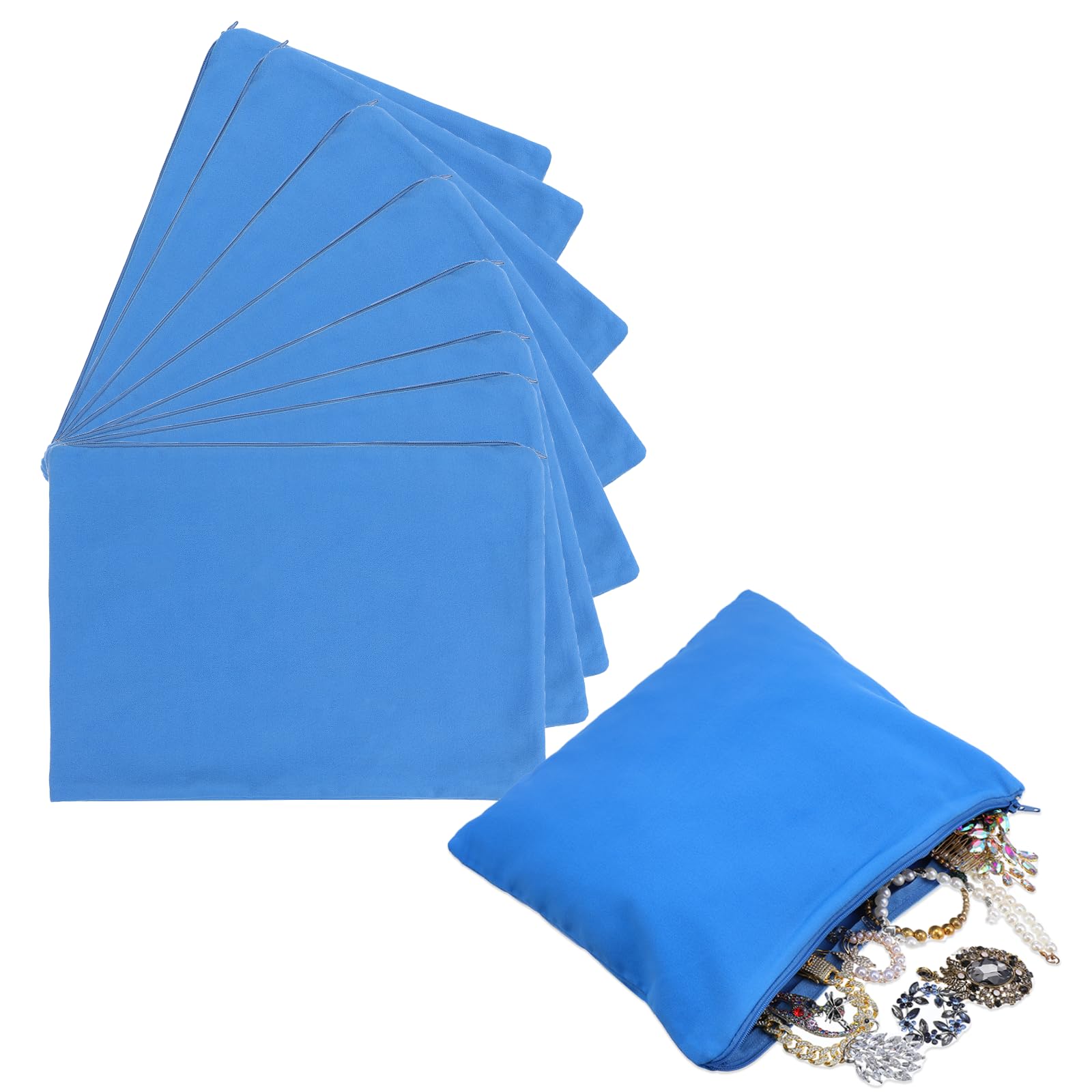 Photo 1 of 8 Pcs Zippered Silver Storage Bags 9"x 12" Anti Tarnish Jewelry Cloth Storage Protector Anti Tarnish Silverware Bag for Flatware Silverplate Polishing Storages Pouches Fabric Cloth Bags
