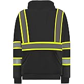 SUXIBIP High Visibility safety hoodie ANSI Class 3 Fleece Lining Sweatshirts with Pockets, Hi-vis Pullover Hoodies for Men