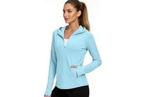 Womens Sun Shirts UPF 50+ Sun Protection Long Sleeve Rash Guard Quarter Zip Hoodie Quick Dry Shirt for Outdoor Hiking