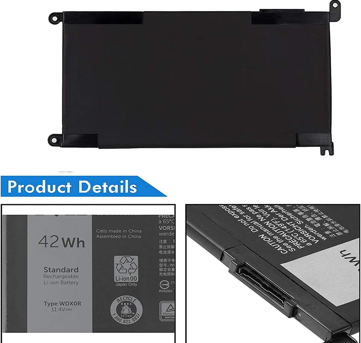 WDX0R Battery T2JX4 for Dell Inspiron 13-5000 13-7000 15-5000 15-7000 17-5000 P32E Series 17 5765/13 5368 5378 5379 7368 7378/14 7460/15 5538 5566 5567 5568 5570 5578 7560 7570 7569 5770 7579 - Image 3