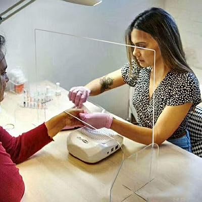 MOMFEI Protective Sneeze Guard, Clear Plexiglass Counter Shield