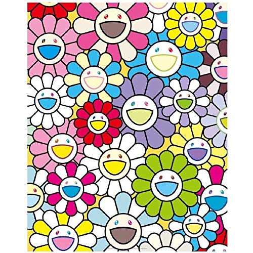 Amazon 村上隆 ポスター 小さなお花の絵 黄色や白や紫のお花たち