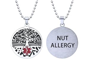 RENYILIN Stainless steel tree of life medical alert ID emergency first aid necklace