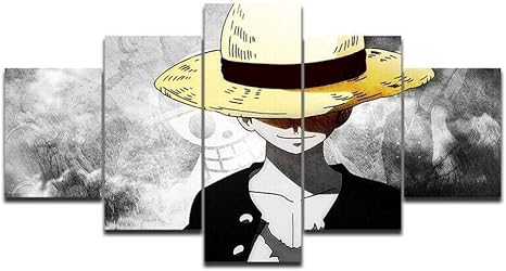Amazon Hnyyj 5ピースキャンバスプリント絵画ワンピースモンキー D ルフィ絵画アニメポスターデコリビングルームの壁紙40x60cmx2 40x80cmx2 40x100cmx1 アートフレーム ポスター オンライン通販