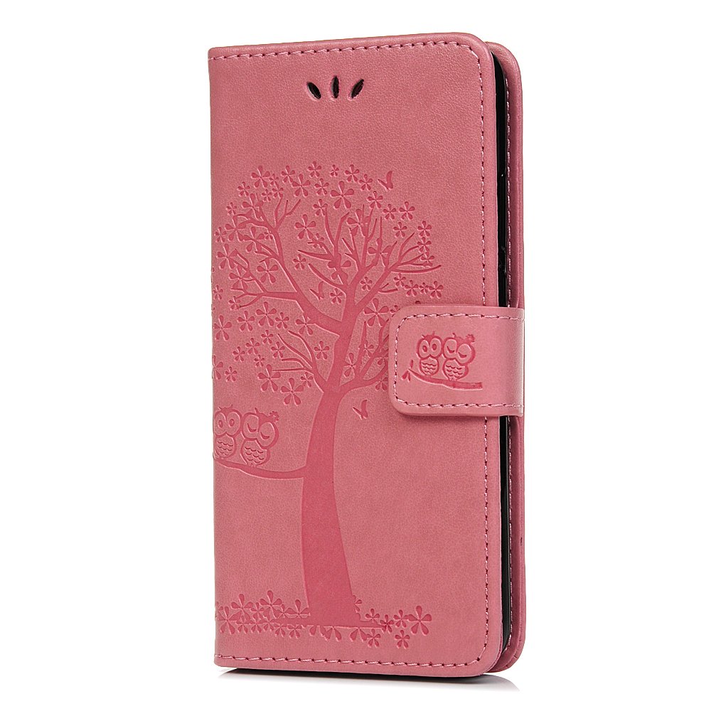 Reevermap Samsung Galaxy A21S Case Flip Shockproof Wallet Phone Case PU Leather Owl Tree Embossed Magnet Cover for Samsung Galaxy A21S with Kickstand Card Holder, Pink