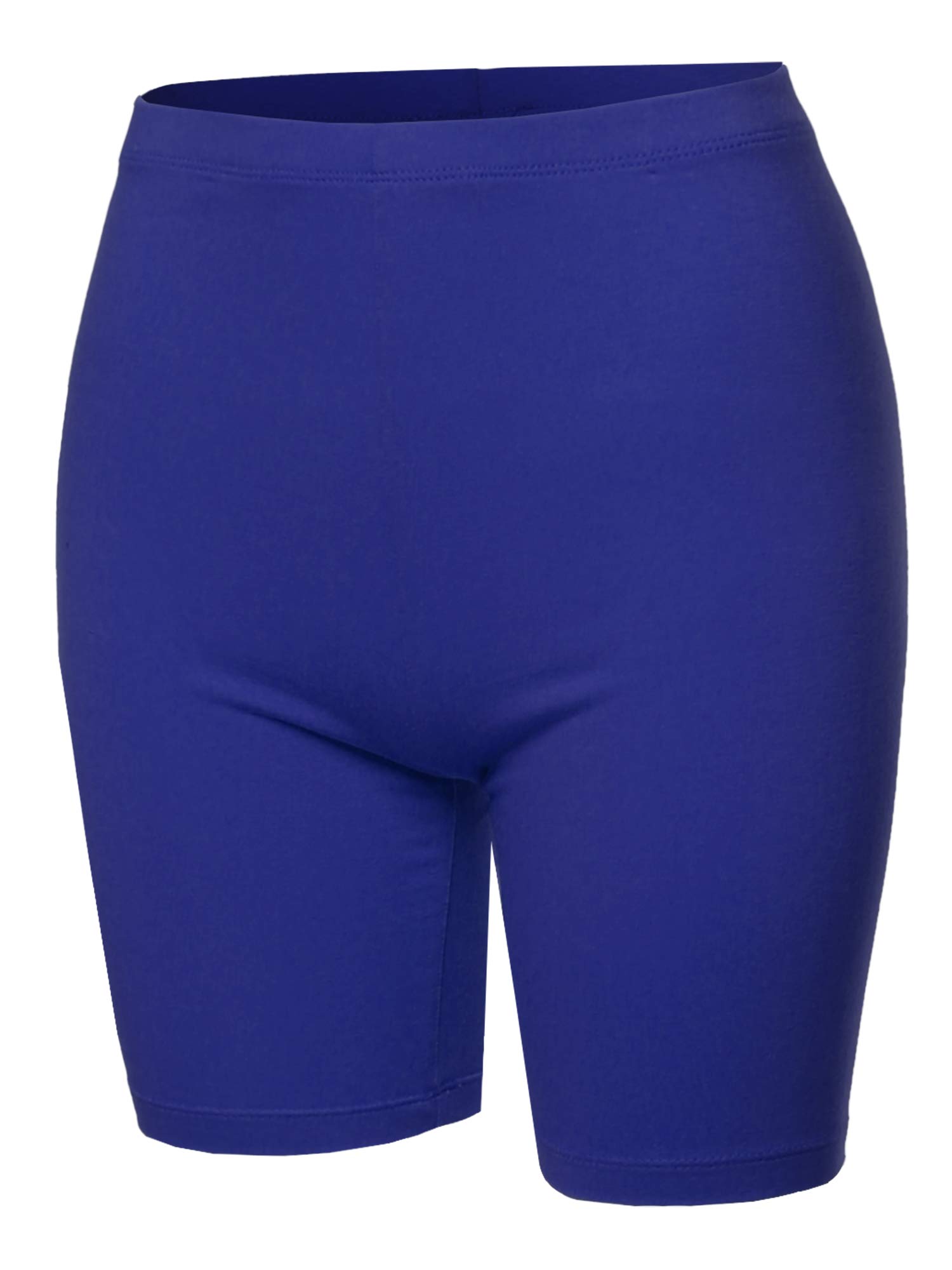 A2Y Basic Solid Cotton Mid Thigh High Rise Biker